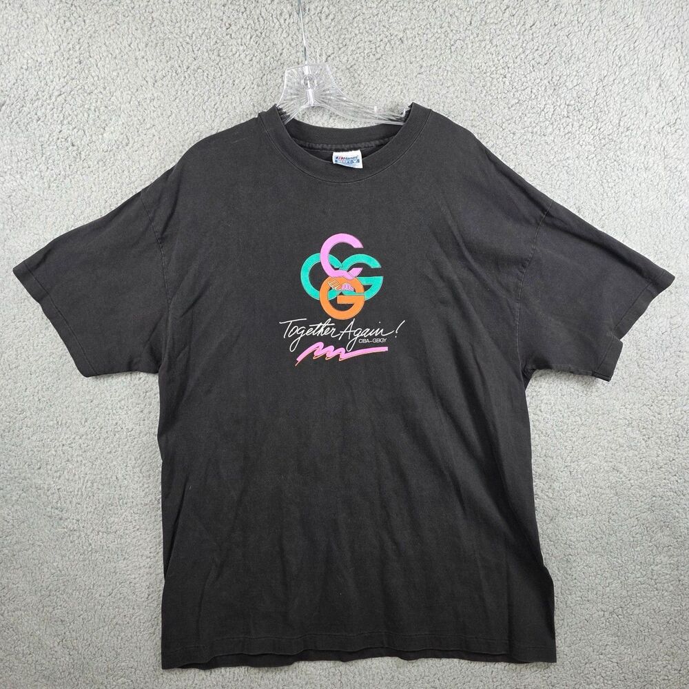 Vintage Hanes Men's Black Ciba Geigy Shirt Size XL Together Again
